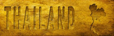 Grunge Altın Doku Üzerine Tayland Haritası ve Metni