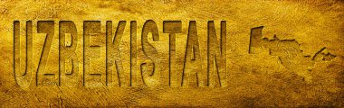 Özbekistan Grunge Altın Dokusu Haritası ve Metni