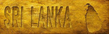 Grunge Altın Doku Üzerine Sri Lanka Haritası ve Metni