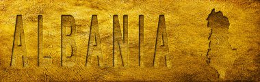 Arnavutluk Grunge Altın Dokusu Haritası ve Metni