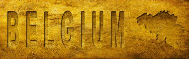 Grunge Altın Doku Üzerine Belçika Haritası ve Metni