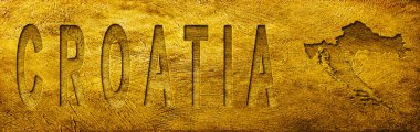 Hırvatistan Grunge Altın Dokusu Haritası ve Metni