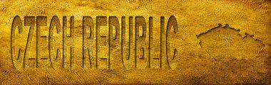 Çek Cumhuriyeti Grunge Altın Dokusu Haritası ve Metni