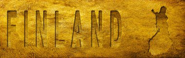 Grunge Altın Dokusu Hakkında Finlandiya Haritası ve Metni