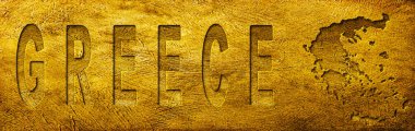 Yunanistan Grunge Altın Dokusu Haritası ve Metni