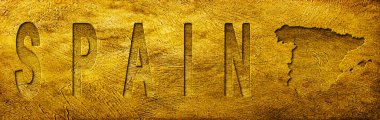İspanya Grunge Altın Dokusu Haritası ve Metni