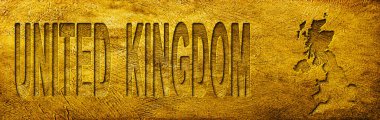 Grunge Altın Doku Üzerine Birleşik Krallık Haritası ve Metni