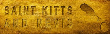 Saint Kitts ve Nevis Haritası ve Grunge Altın Doku Üzerine Metin
