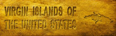 Virgin Adaları ABD 'nin Grunge Altın Dokusu Haritası ve Metni