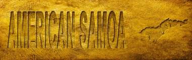 Amerikan Samoa Haritası ve Grunge Altın Doku Üzerine Metin