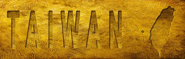 Grunge Altın Doku Üzerine Tayvan Haritası ve Metni
