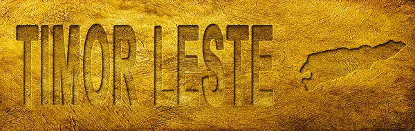 Grunge Altın Doku Üzerine Timor Leste Haritası ve Metni