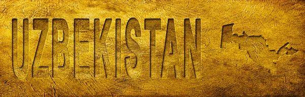 Özbekistan Grunge Altın Dokusu Haritası ve Metni