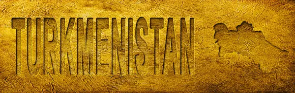 Türkmenistan Grunge Altın Dokusu Haritası ve Metni