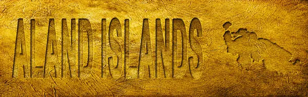 Aland Adaları Grunge Altın Doku Haritası ve Metni