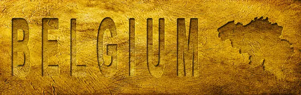 Grunge Altın Doku Üzerine Belçika Haritası ve Metni