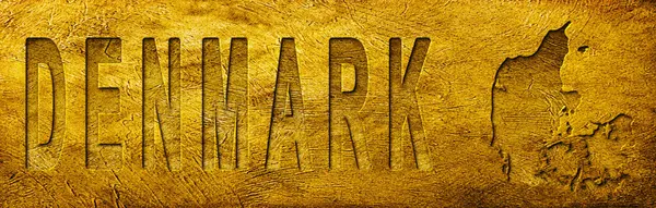 Grunge Altın Doku Üzerine Danimarka Haritası ve Metni