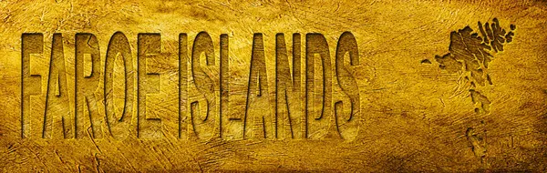 Faroe Adaları Grunge Altın Doku Haritası ve Metni