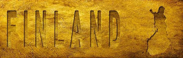 Grunge Altın Dokusu Hakkında Finlandiya Haritası ve Metni