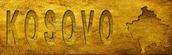 Kosova 'nın Grunge Altın Dokusu Haritası ve Metni
