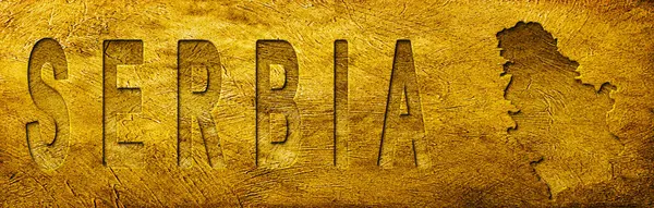 Sırbistan Grunge Altın Dokusu Haritası ve Metni