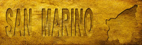 San Marino Haritası ve Grunge Altın Doku Üzerine Metin