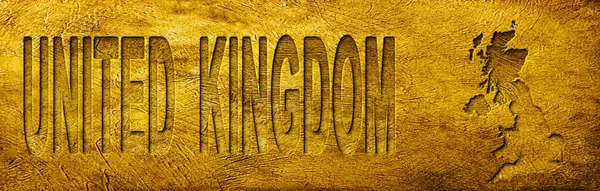 Grunge Altın Doku Üzerine Birleşik Krallık Haritası ve Metni