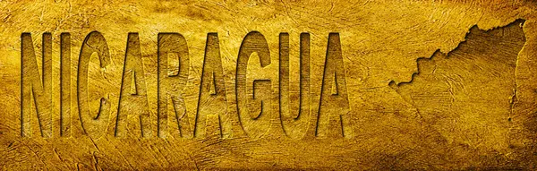 Nikaragua Haritası ve Grunge Altın Doku Üzerine Metin