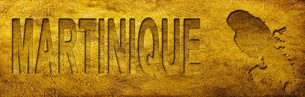 Martinique Haritası ve Grunge Altın Doku Üzerine Metin