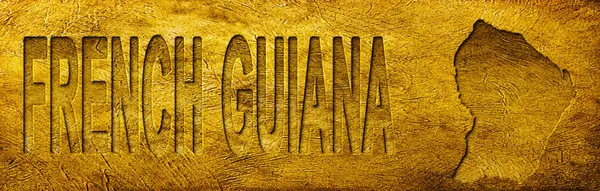 Grunge Altın Doku Üzerine Fransız Guyanası Haritası ve Metni