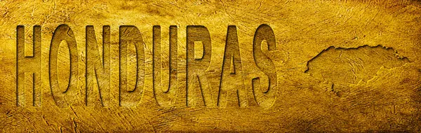 Grunge Altın Doku Üzerine Honduras Haritası ve Metni