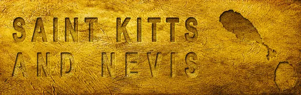 Saint Kitts ve Nevis Haritası ve Grunge Altın Doku Üzerine Metin