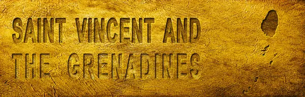 Saint Vincent ve Grenadines Haritası ve Grunge Altın Doku Üzerine Metin