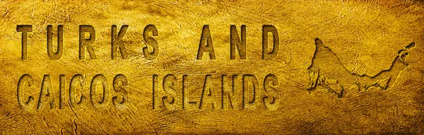 Turks ve Caicos Adaları Grunge Altın Dokusu Haritası ve Metni