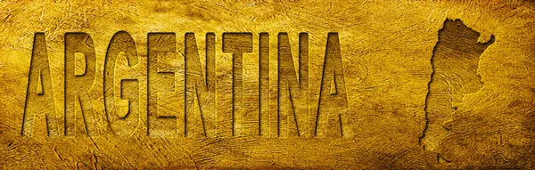 Arjantin Haritası ve Grunge Altın Doku Üzerine Metin