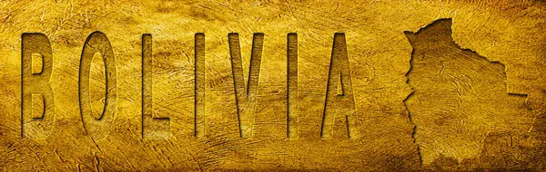 Grunge Altın Dokusu Üzerine Bolivya Haritası ve Metni