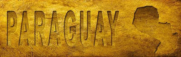 Grunge Altın Doku Üzerine Paraguay Haritası ve Metni