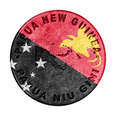 Papua Yeni Gine Bayrak Düğmesi Haritalı, Retro Biçimli