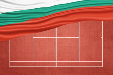 Bulgaristan 'ın Clay Tenis Sahası ve Spor Sembolü Üzerinde Bayrağı