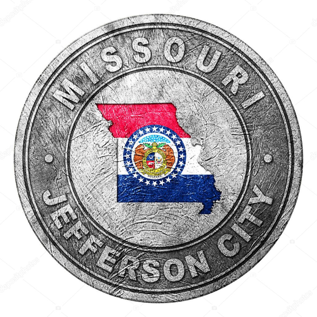 Missouri Flag Button with Map, Coin Style