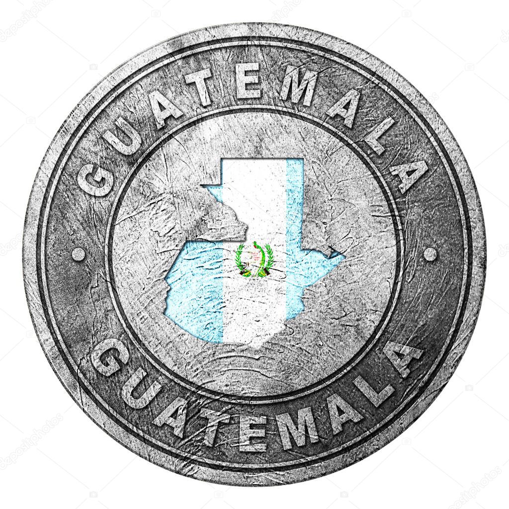 Guatemala Flag Button with Map, Coin Style