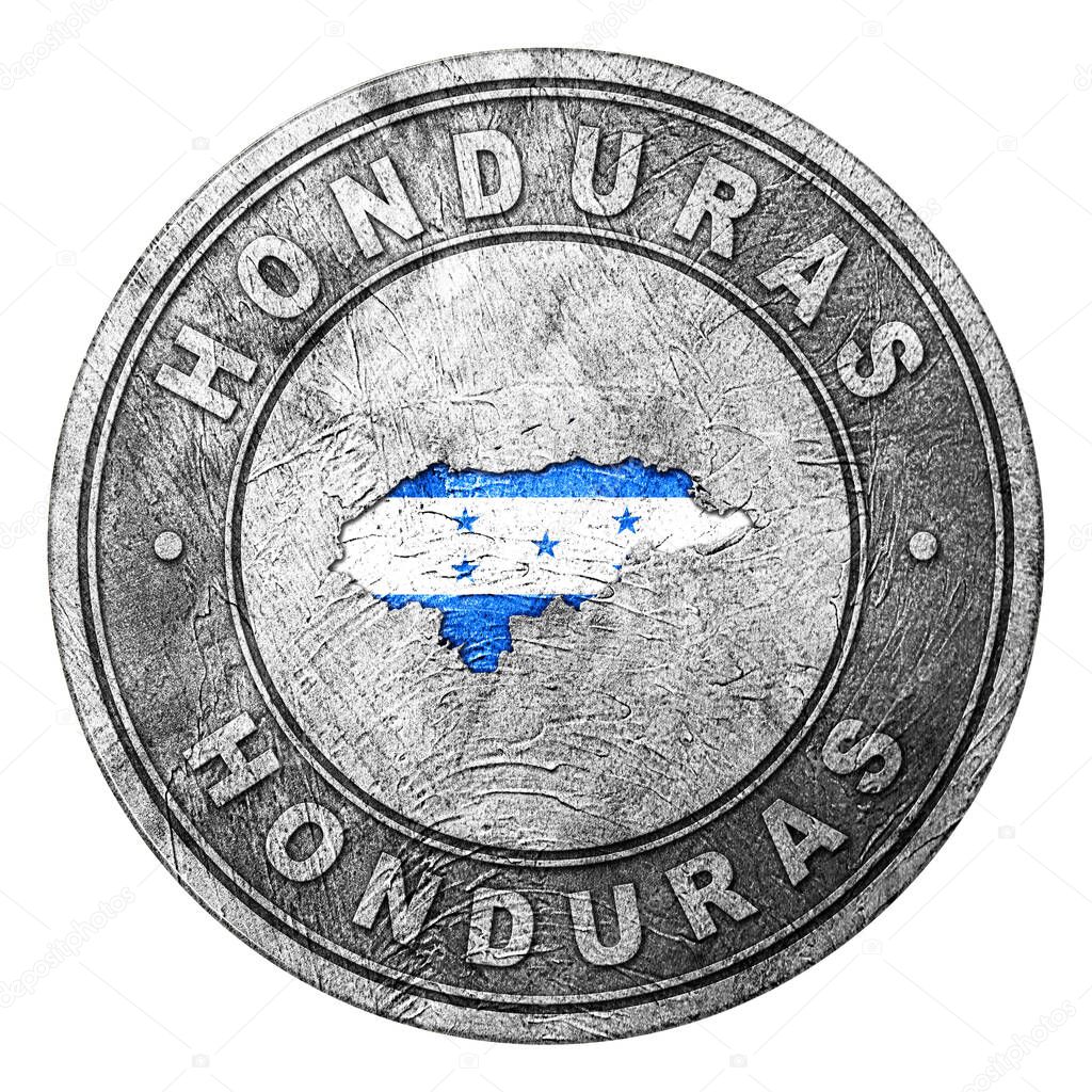 Honduras Flag Button with Map, Coin Style