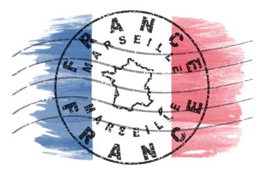 France Marseille Round Seal Map Design