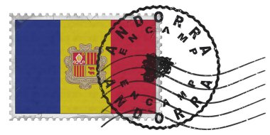 Andorra Encamp Stamp with National Flag and Postmark
