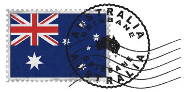 Australia Brisbane Stamp with National Flag and Postmark