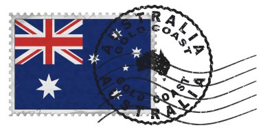 Australia Gold Coast Stamp with National Flag and Postmark