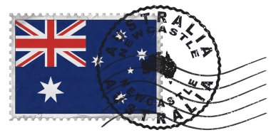 Australia Newcastle Stamp with National Flag and Postmark