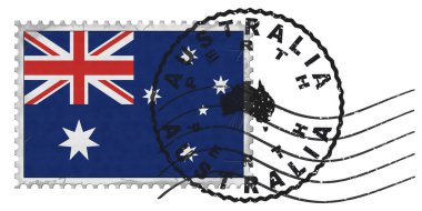 Australia Perth Stamp with National Flag and Postmark