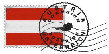 Austria Dornbirn Stamp with National Flag and Postmark