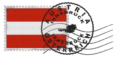 Austria Innsbruck Stamp with National Flag and Postmark